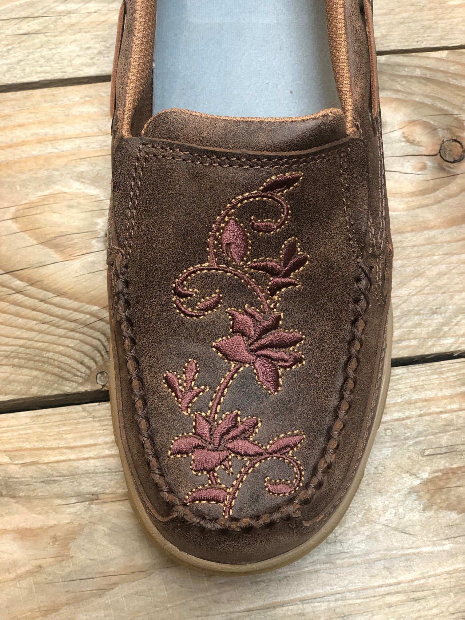 Womens Twisted X Floral Cell Stretch Slip on Moc - Brown (7359536332877)