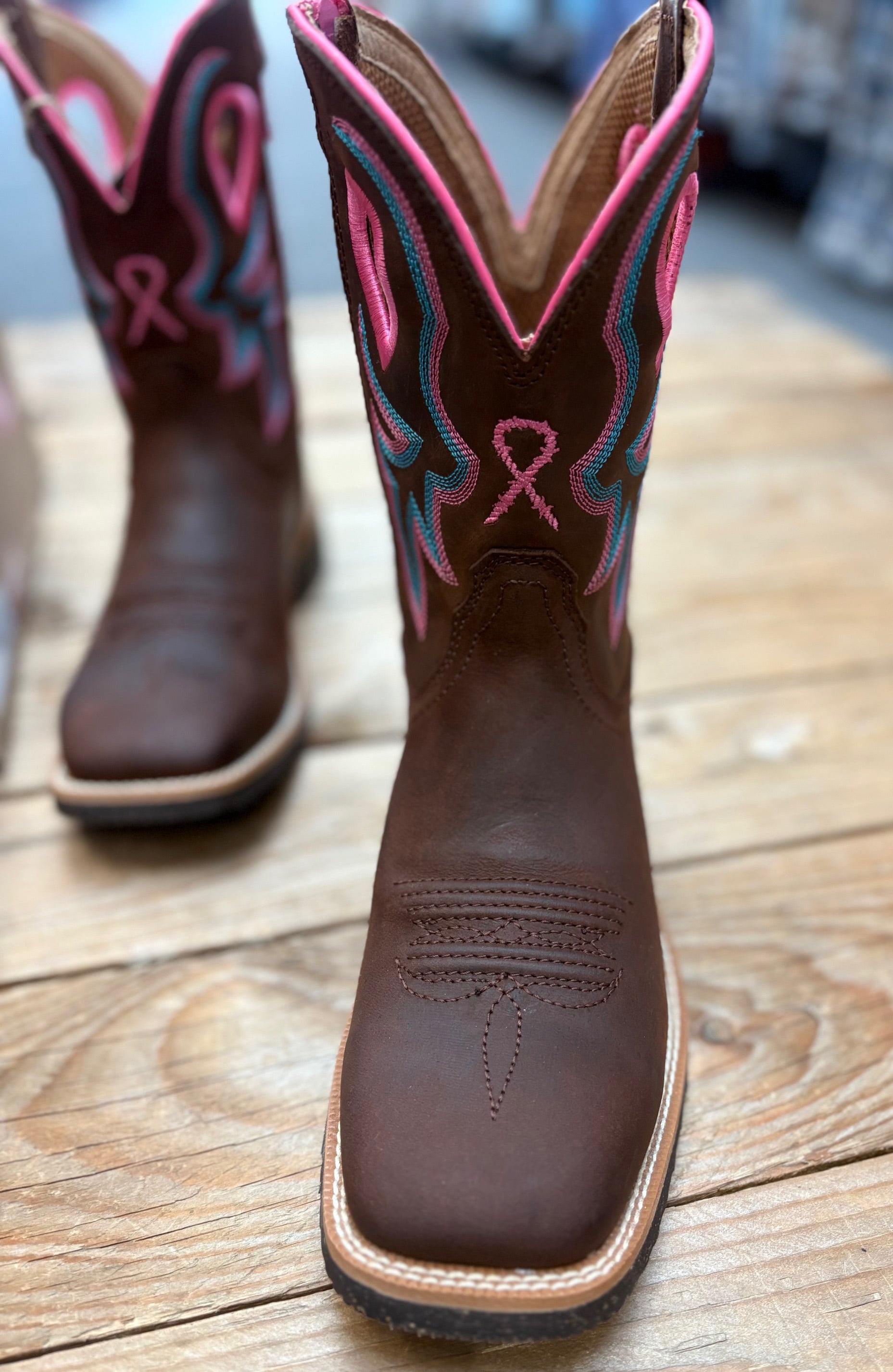 Womens Twisted X 9" Tech X2 Zip Boot - Chocolate Truffle / Pink / Blue