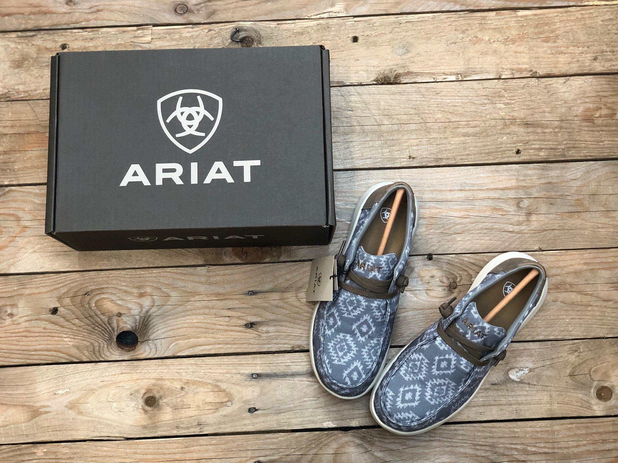 Mens Ariat Hilo Stretch Lace Slip on Shoe - Grey Flannel Blanket (7391042601037)