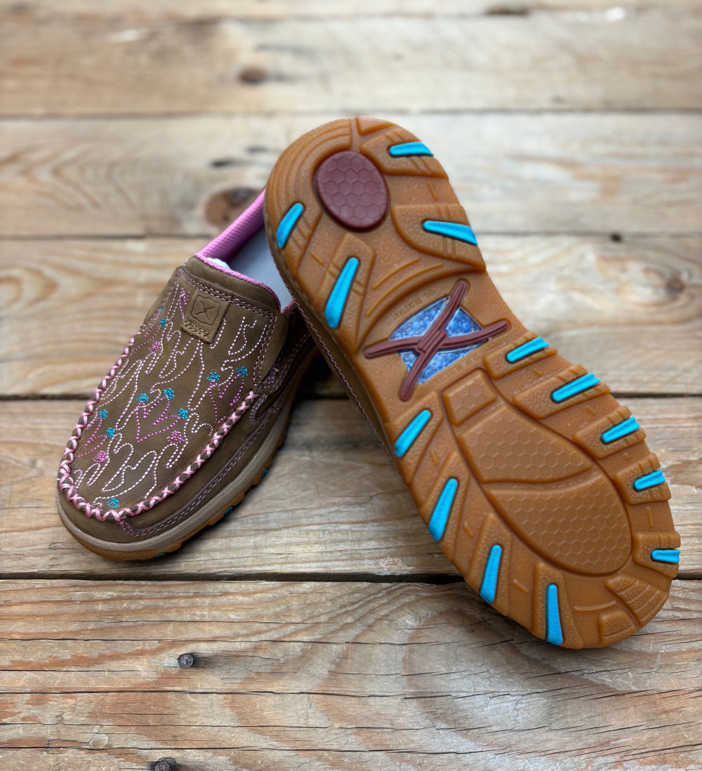 Womens Twisted X Cactus Cell Stretch Slip on Moc Shoe - Brown / Multi