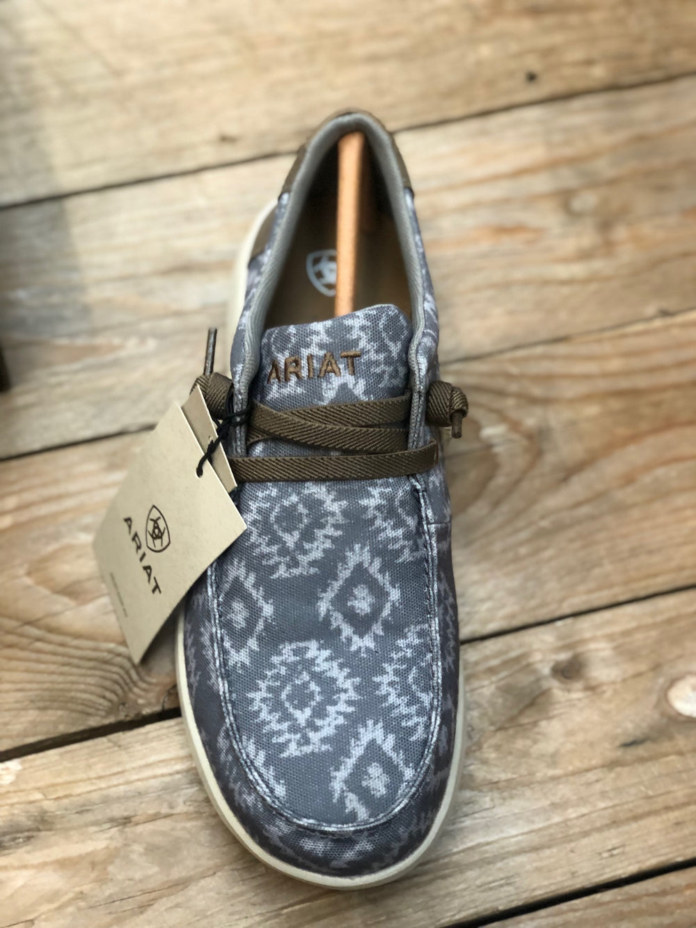 Mens Ariat Hilo Stretch Lace Slip on Shoe - Grey Flannel Blanket (7391042601037)