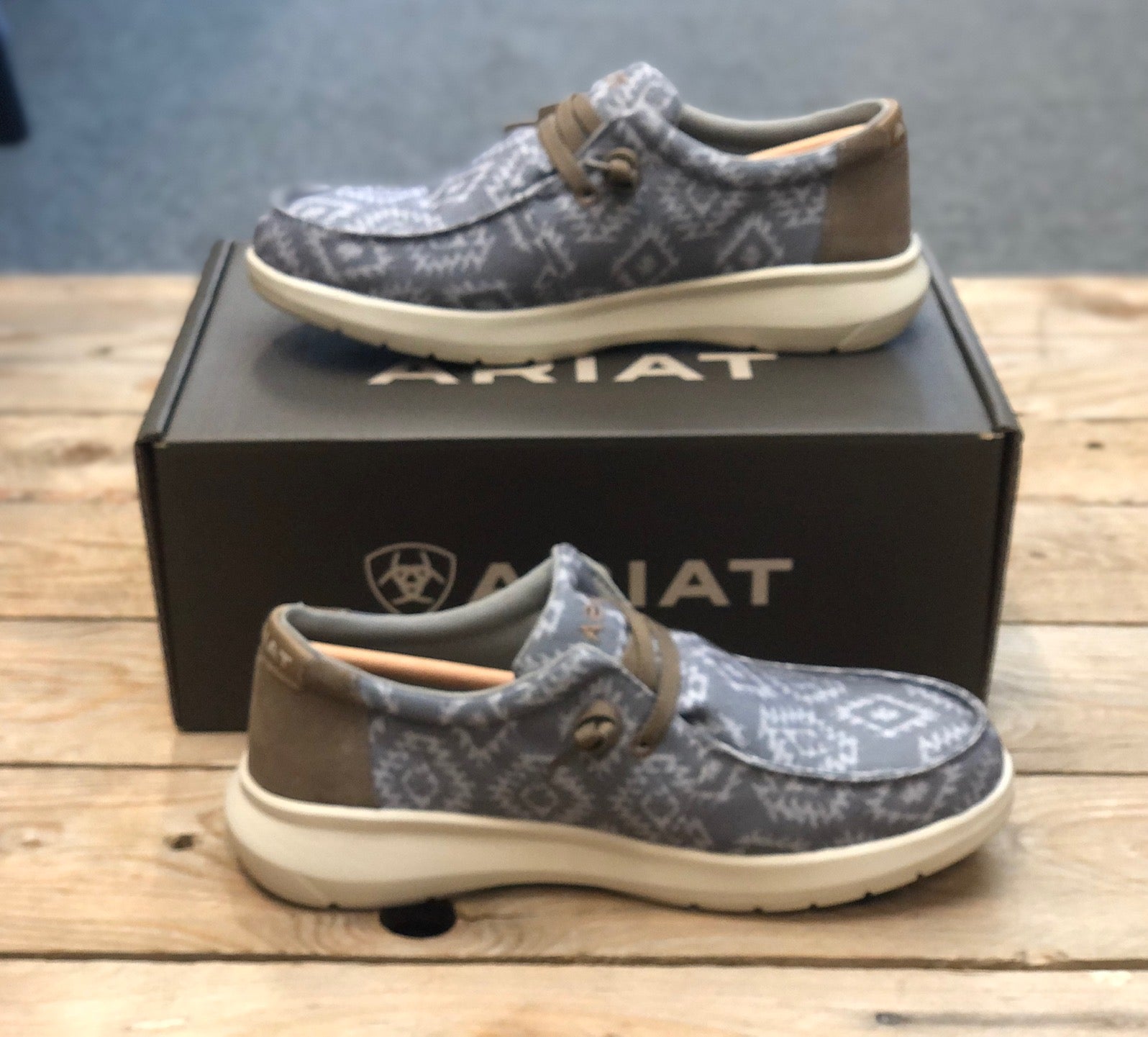 Mens Ariat Hilo Stretch Lace Slip on Shoe - Grey Flannel Blanket (7391042601037)