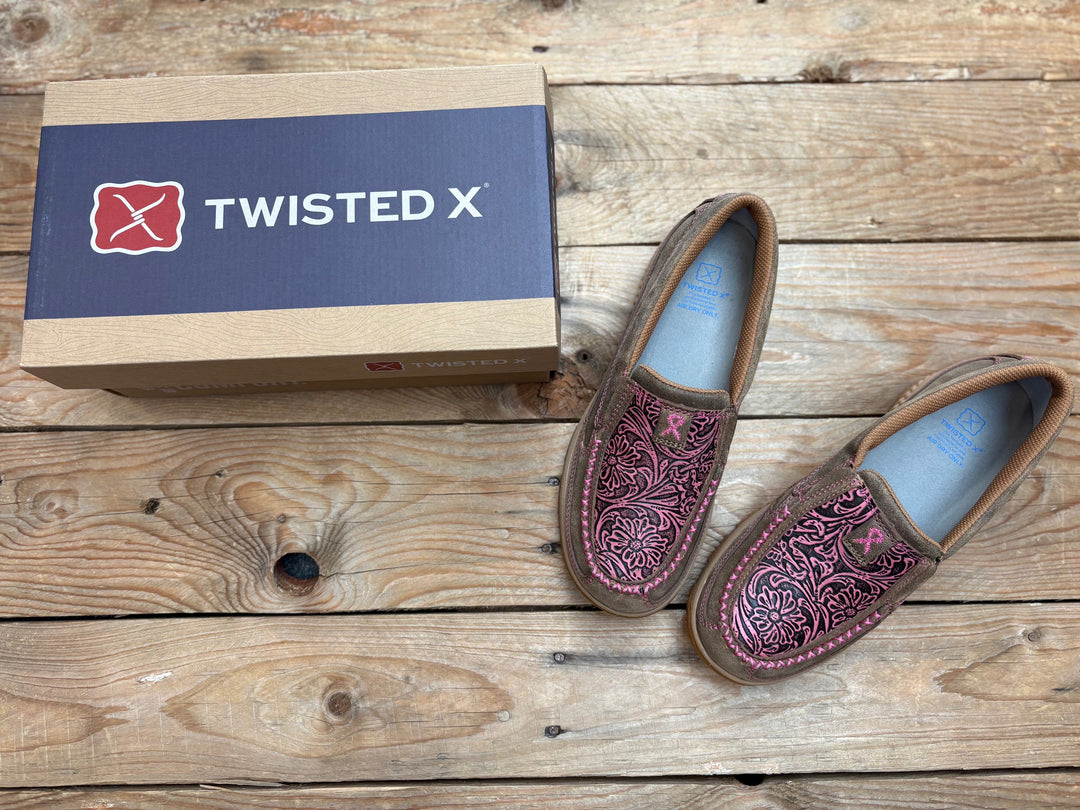 Womens Twisted X Tooled Cell Stretch Moc - Bomber / Pink