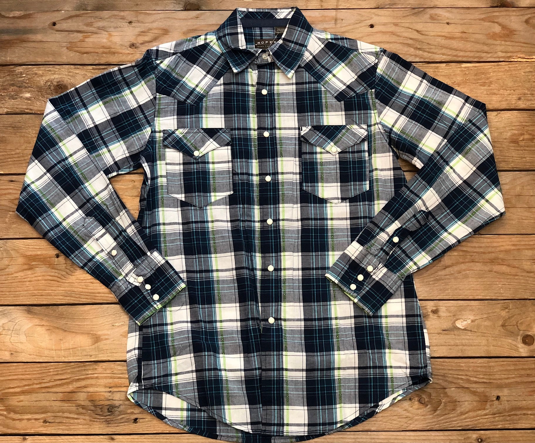 Mens Roper West Made LS Shirt - Plaid Blue (7497070116941)