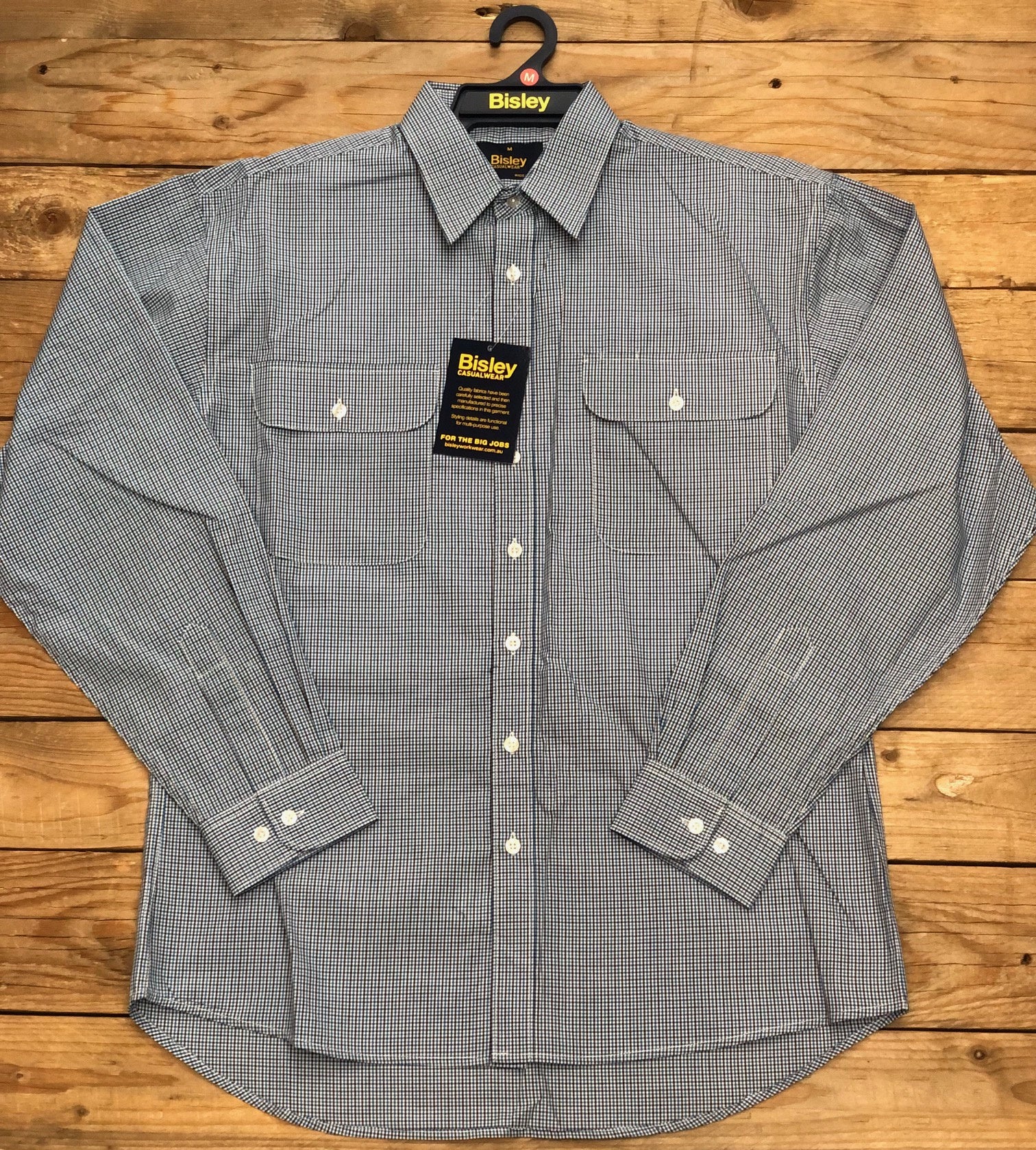 Mens Bisley Small Check LS Shirt - CK Navy (7510281683021)