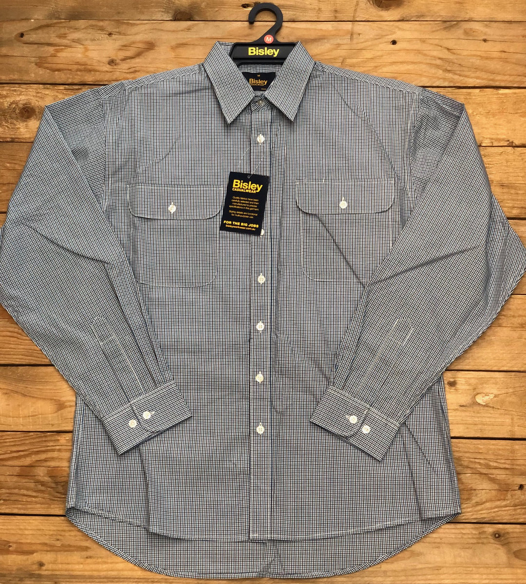 Mens Bisley Small Check LS Shirt - CK Navy (7510281683021)