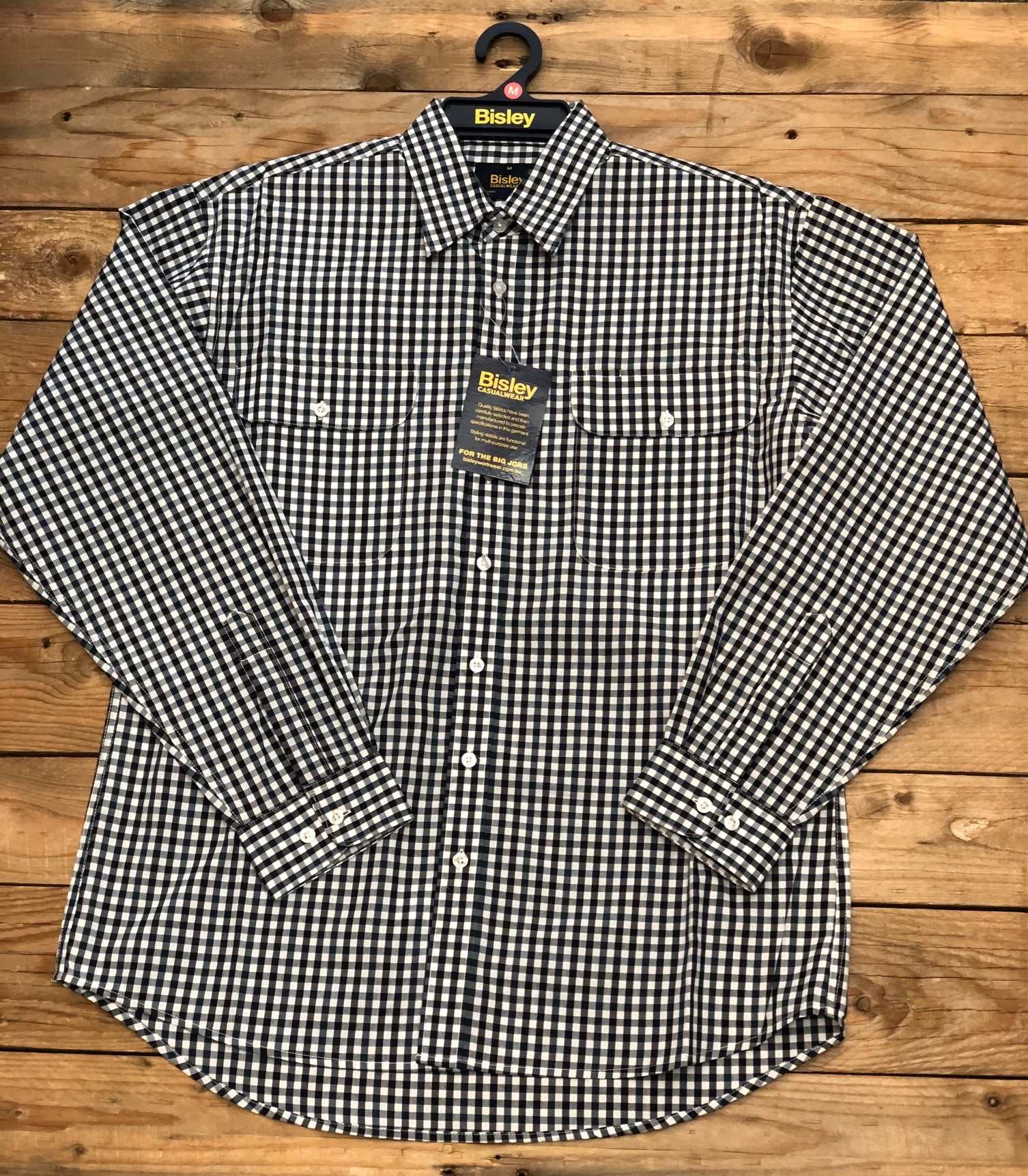 Mens Bisley Small Check LS Shirt - CK Green (7510281617485)