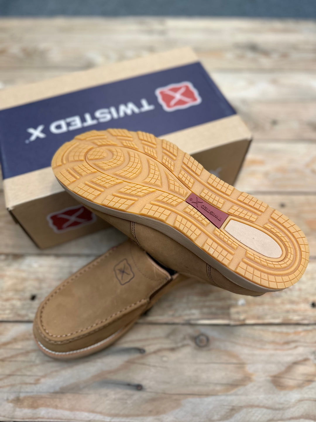 Mens Twisted X Cell Stretch Wedge Slip on Moc - Lion Tan (7165529129037)