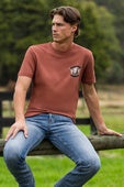 Mens Pure Western Joey Short Sleeved Tee Tshirt - Rust