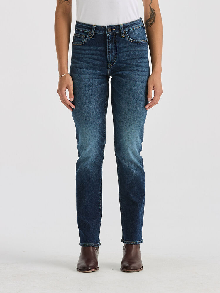 Womens Lee Rider Mid Rise Straight Jean - Aged Indigo (7444445823053)