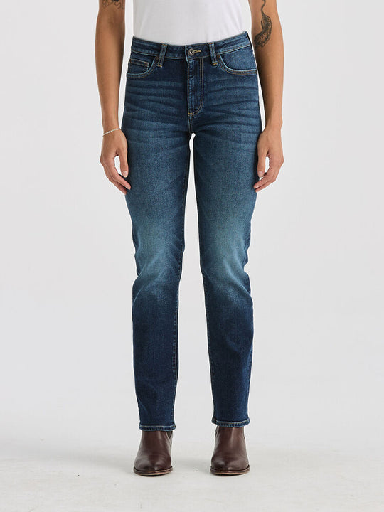 Womens Lee Rider Mid Rise Straight Jean - Aged Indigo (7444445823053)