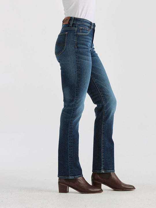 Womens Lee Rider Mid Rise Straight Jean - Aged Indigo (7444445823053)