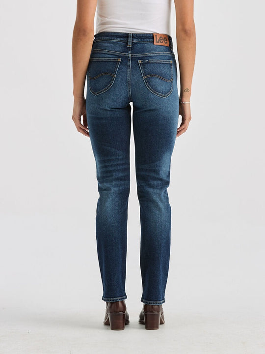 Womens Lee Rider Mid Rise Straight Jean - Aged Indigo (7444445823053)