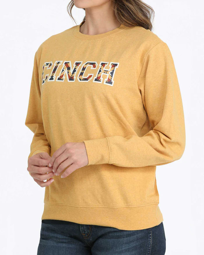 Ladies Cinch Logo Sweatshirt Sweater - Gold