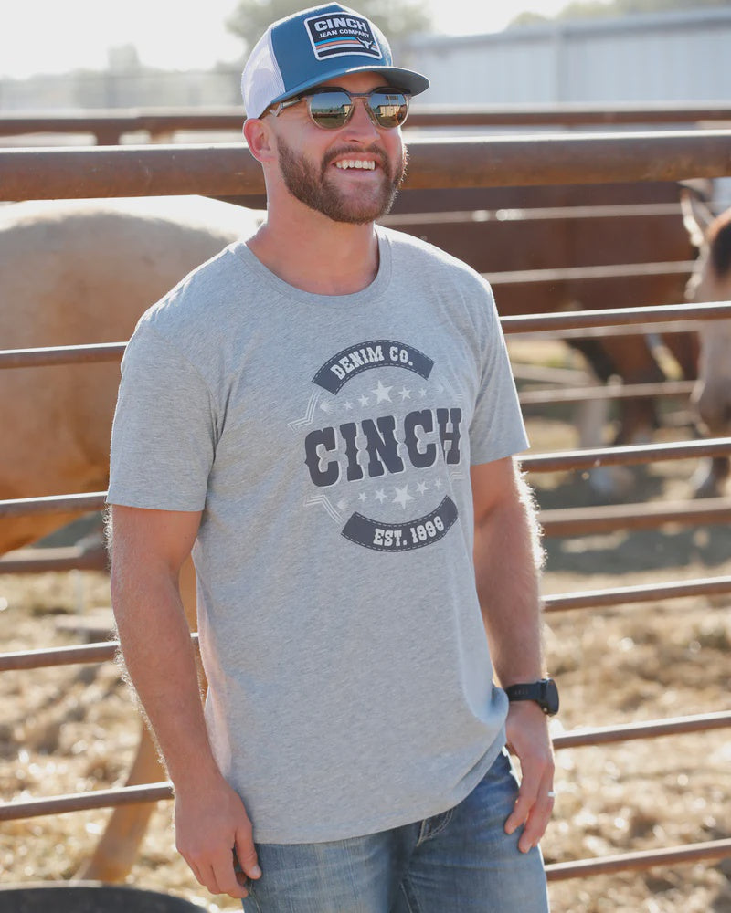 Mens Cinch Graphic Tee Tshirt - Grey