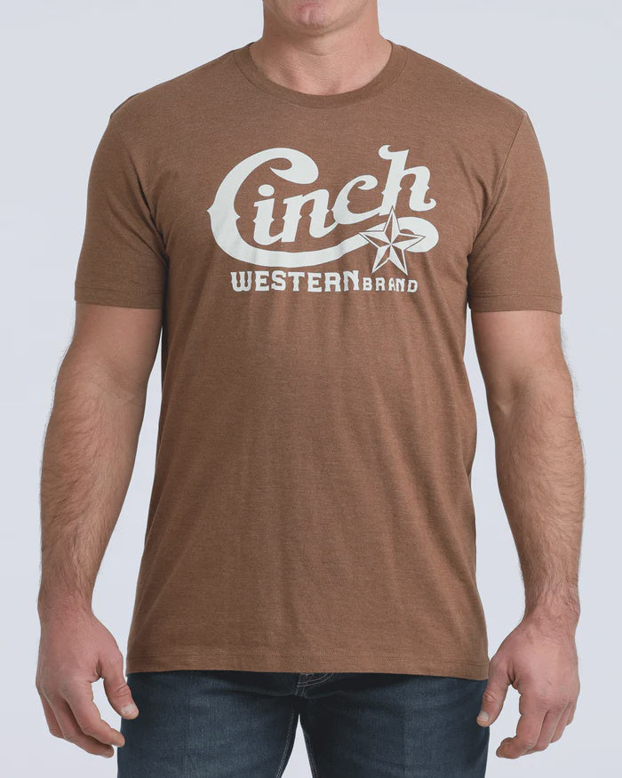 Mens Cinch Star Western Brand Graphic Tee Tshirt - Brown