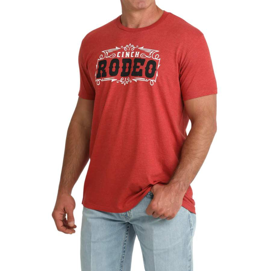 Mens Cinch Rodeo Graphic Tee Tshirt - Red