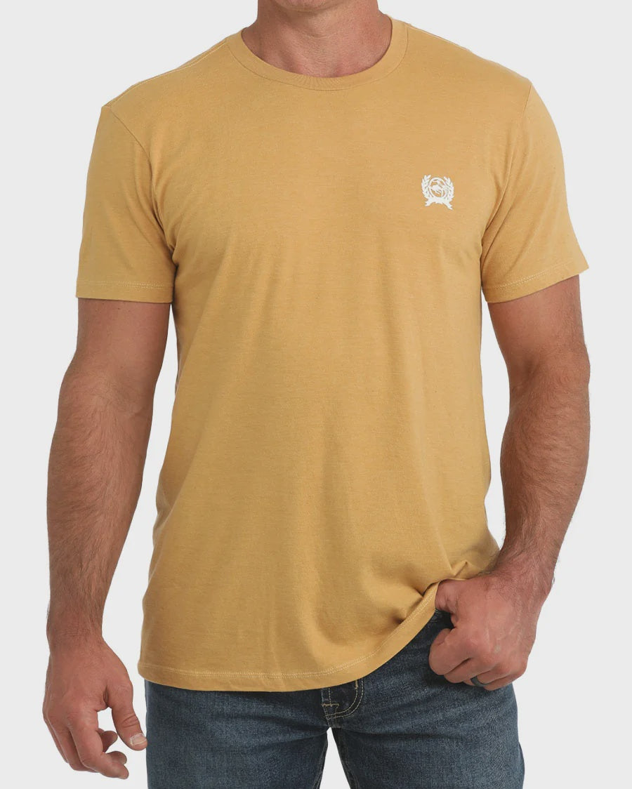 Mens Cinch Denim Cowboy and Country Back Graphic Tee Tshirt - Gold / Mustard