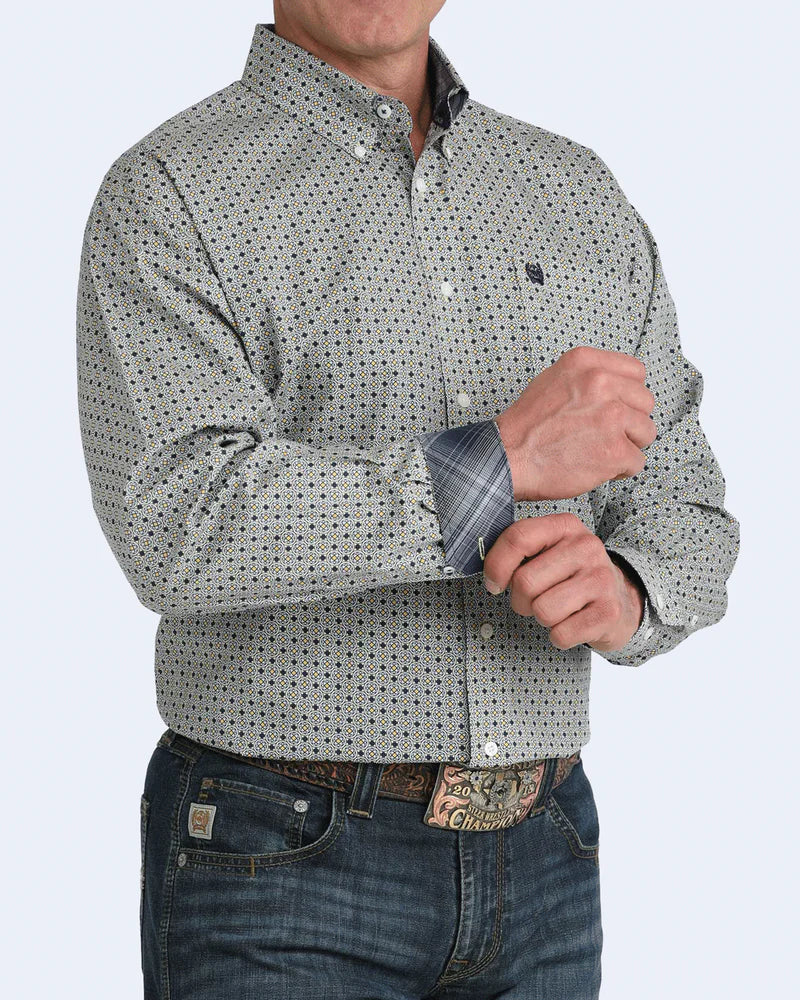 Mens Cinch Geometric Print Button Down Western Shirt - Multi Patterned