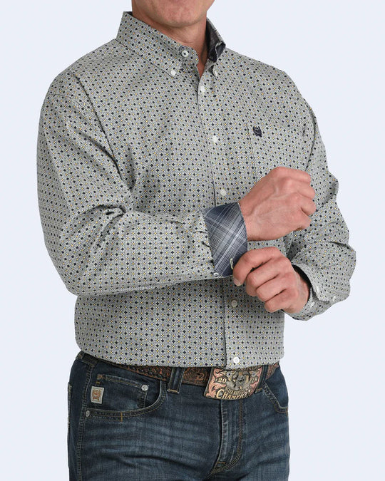 Mens Cinch Geometric Print Button Down Western Shirt - Multi Patterned
