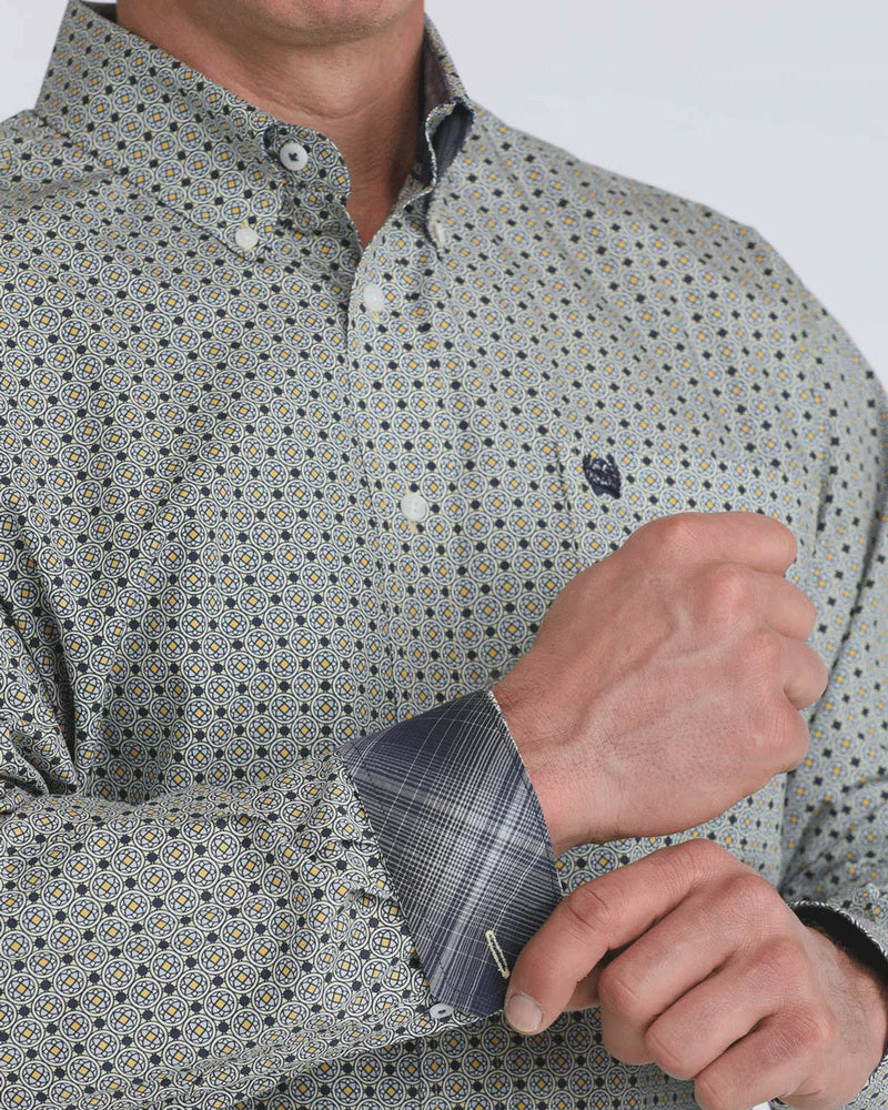Mens Cinch Geometric Print Button Down Western Shirt - Multi Patterned