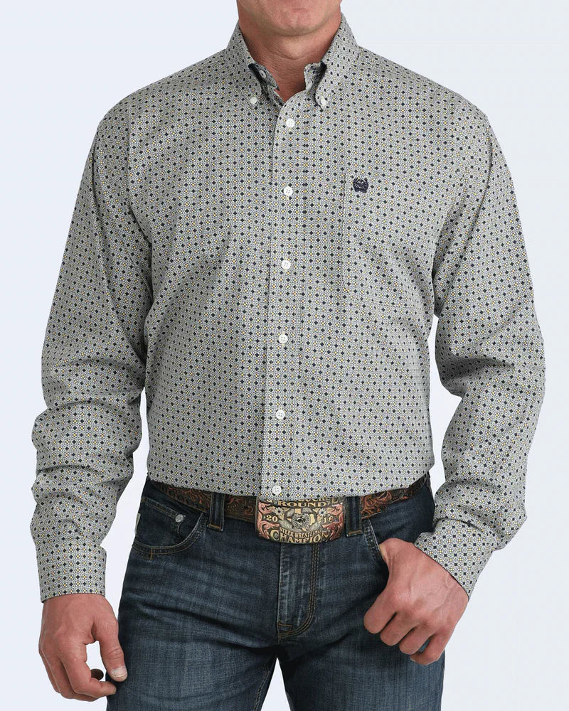 Mens Cinch Geometric Print Button Down Western Shirt - Multi Patterned