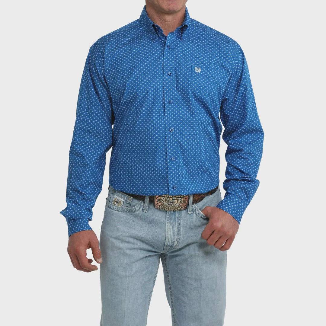 Mens Cinch Blue Patterned Shirt