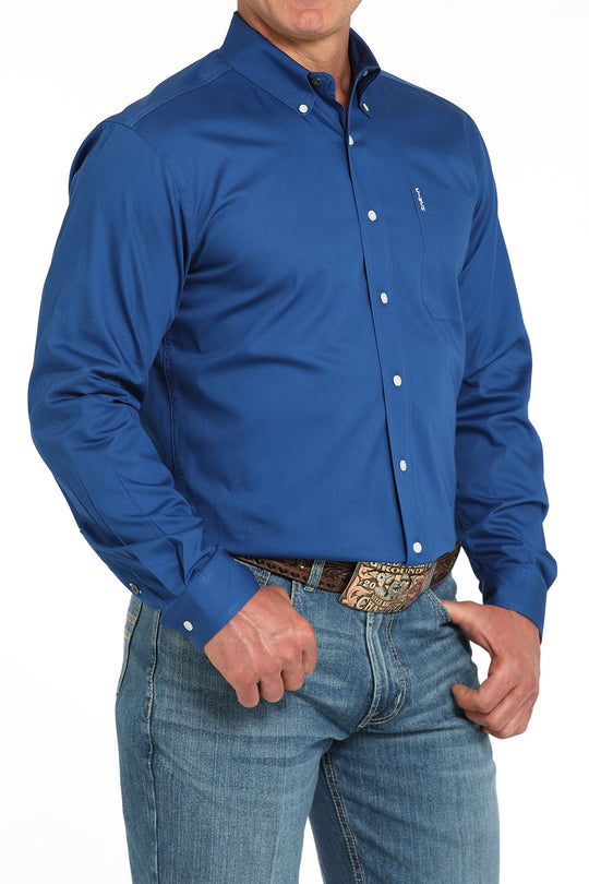 Mens Cinch Solid Button Down Shirt - Royal Blue