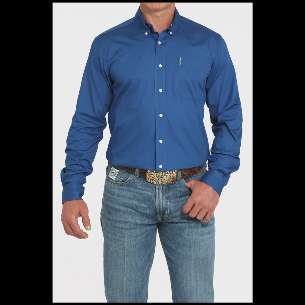 Mens Cinch Solid Button Down Shirt - Royal Blue