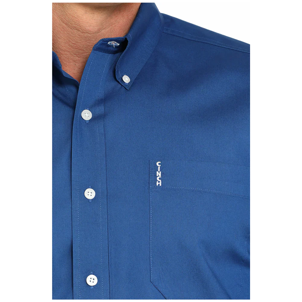Mens Cinch Solid Button Down Shirt - Royal Blue