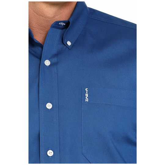 Mens Cinch Solid Button Down Shirt - Royal Blue