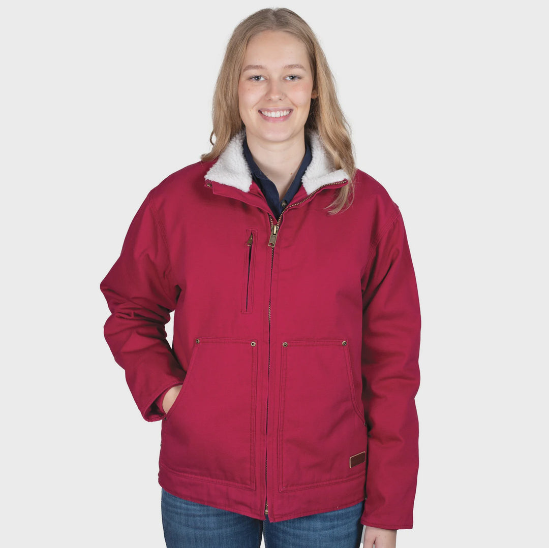 Adults Just Country Diamantina Sherpa Jacket - Very Berry Pink