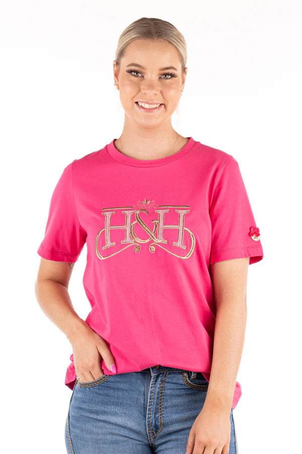 Womens Hitchley & Harrow TS31 H&H Logo Tee Tshirt - Hot Pink (7438830698573)