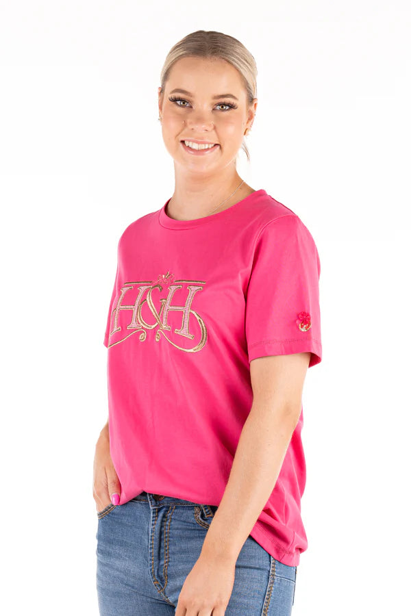 Womens Hitchley & Harrow TS31 H&H Logo Tee Tshirt - Hot Pink (7438830698573)