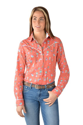 Womens Pure Western Priscilla Cactus Shirt (6894284406861)