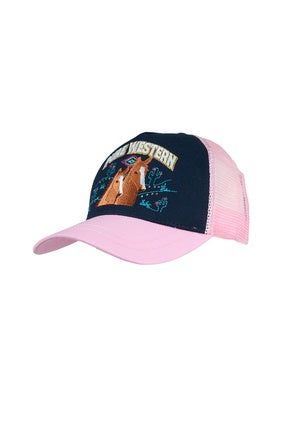 Kids Girls Pure Western Alesia Trucker Cap - Navy / Pink (7547337310285)
