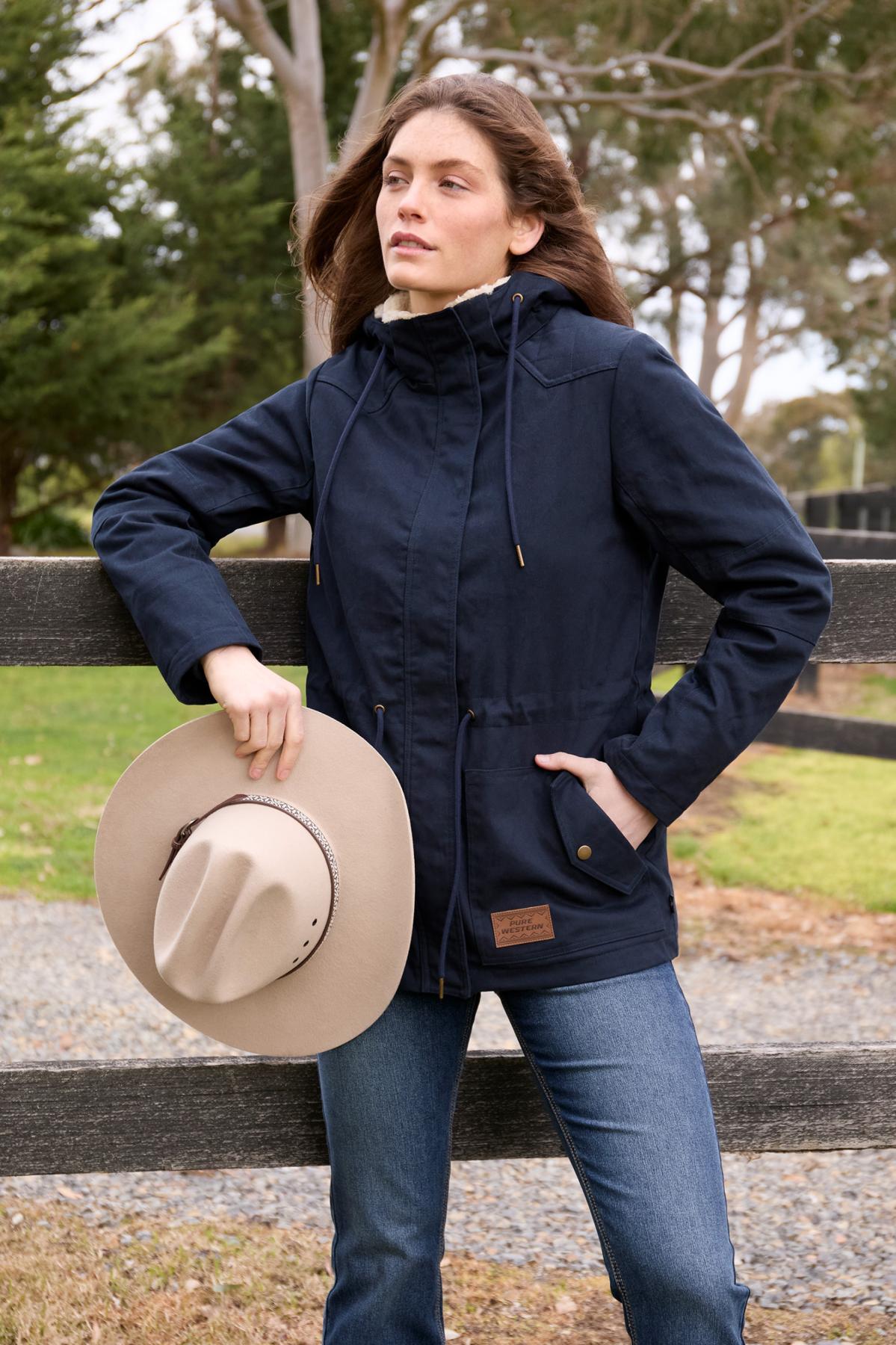 Womens Pure Western Lilith Canvas Jacket - Navy