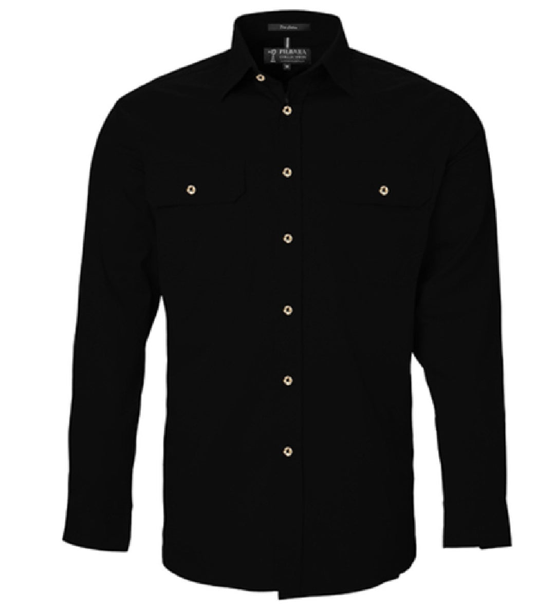 Mens Pilbara L/S Full Button Workshirt - Black