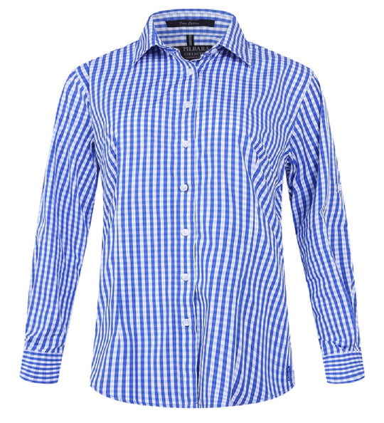 Ladies Pilbara Check L/S Shirt - Pink / Navy / Emerald / Blue