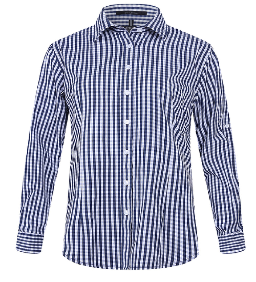 Ladies Pilbara Check L/S Shirt - Pink / Navy / Emerald / Blue