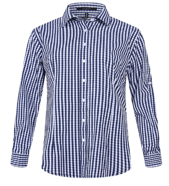 Ladies Pilbara Check L/S Shirt - Pink / Navy / Emerald / Blue