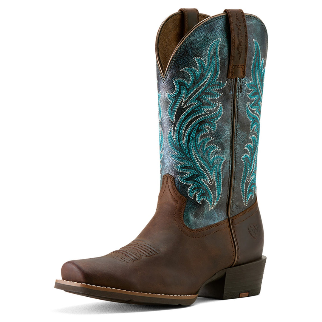 Womens Ariat Round Up Narrow Cutter Toe Boot - Sassy Brown / Ocean Wave