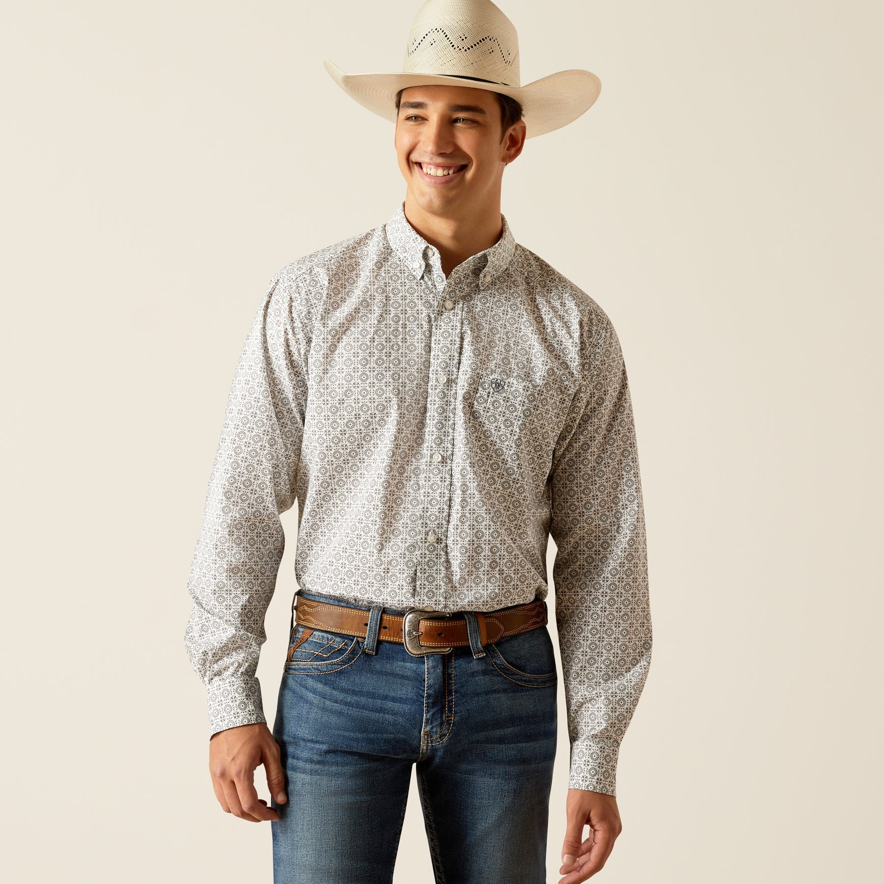 Mens Ariat Jimmy Fitted LS Shirt - Gray (7382537207885)