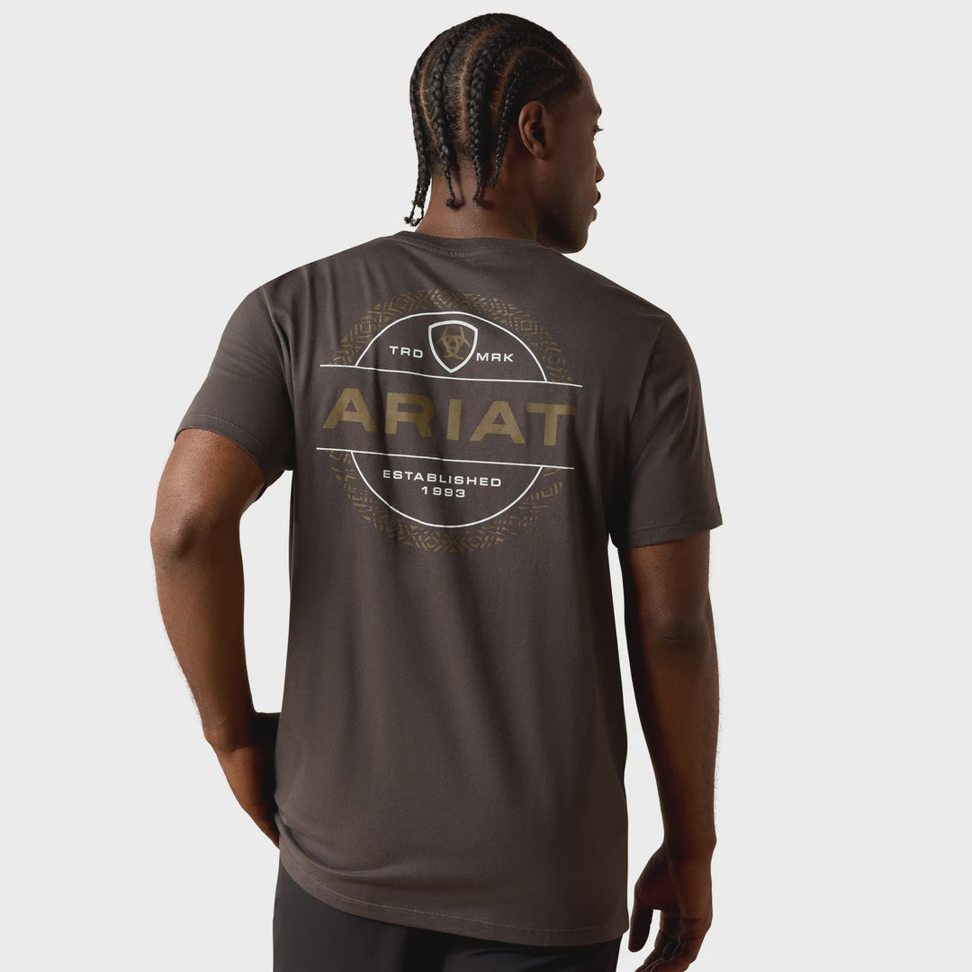 Mens Ariat Southwest Wooden Reticle Tee Tshirt - Vintage Black