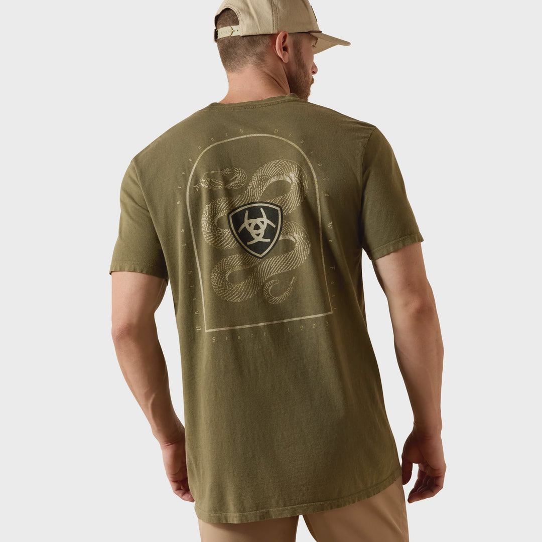 Mens Ariat Snake Tee Tshirt - Four Leaf Clover Green
