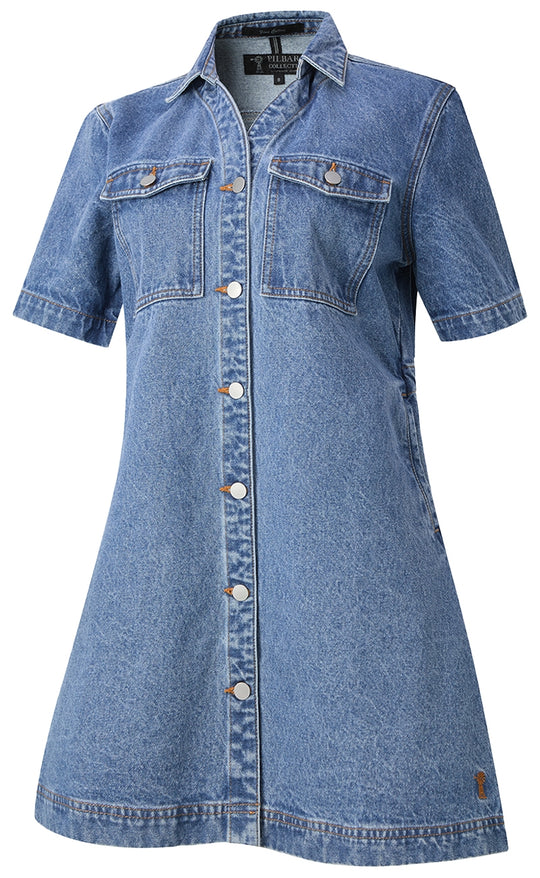 Womens Pilbara Josie Short Sleeve Denim Dress - Dark or Light Indigo