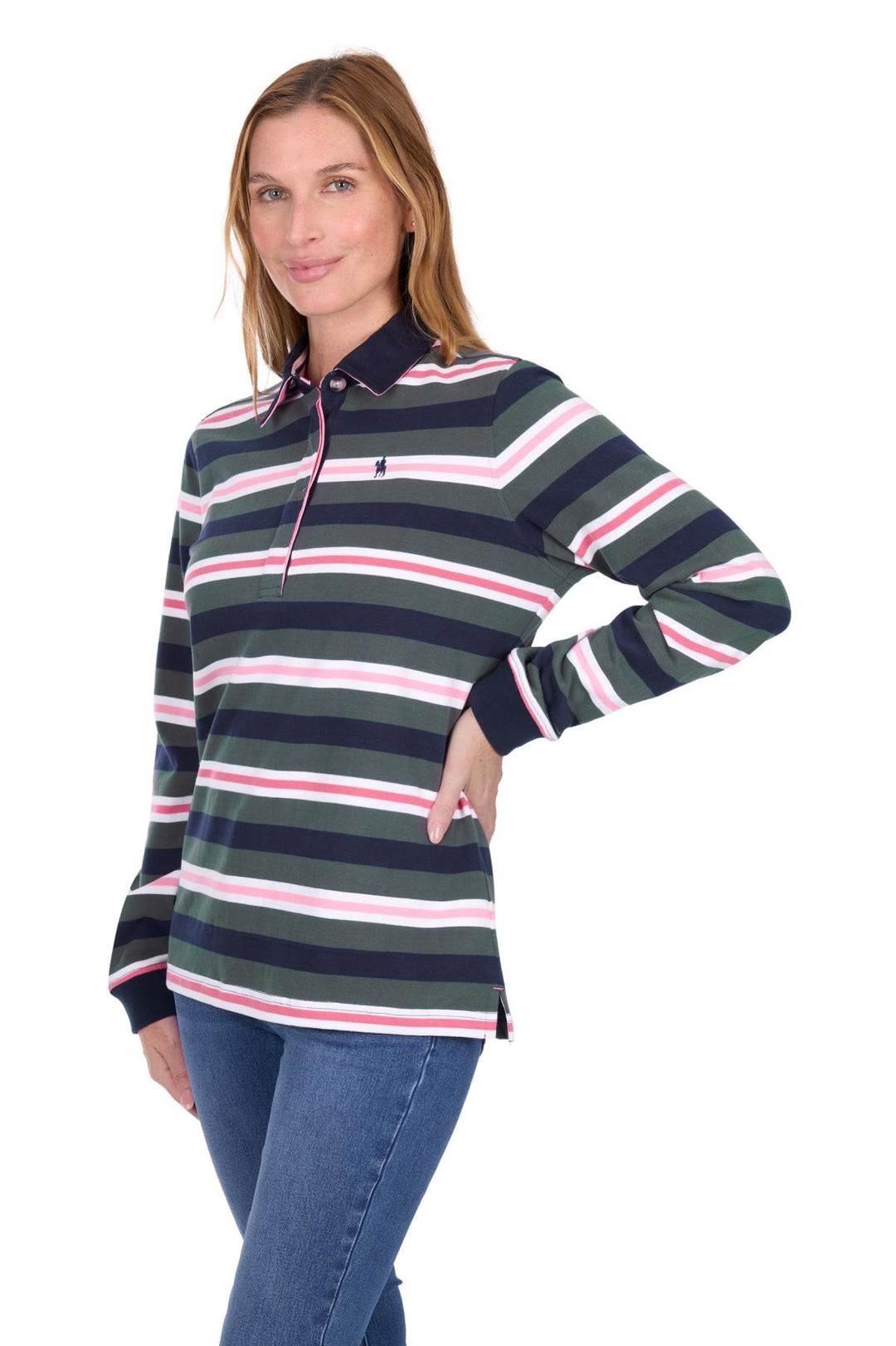 Womens Thomas Cook Embery Rugby Shirt Jumper - Green / Multi