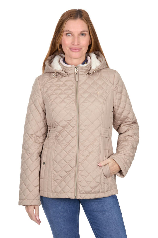 Womens Thomas Cook Peta Fluffy Lined Dressy Jacket - Tan / White
