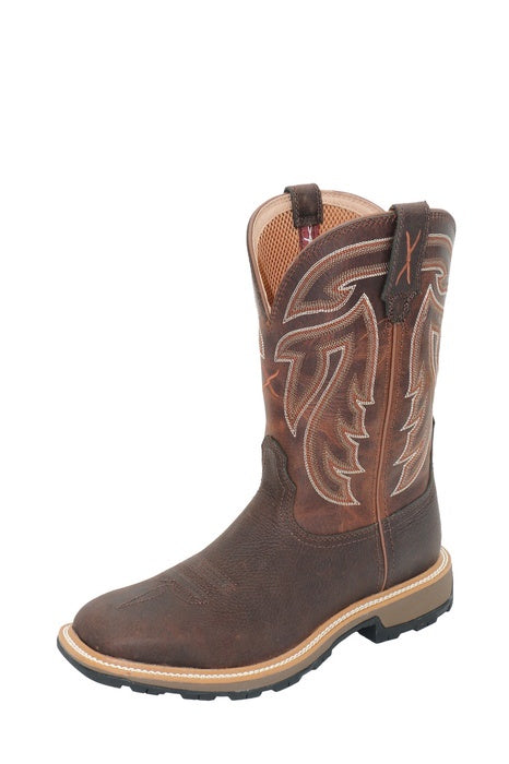 Mens Twisted X 11" Ultralite Work Boot - Chocolate / Burn
