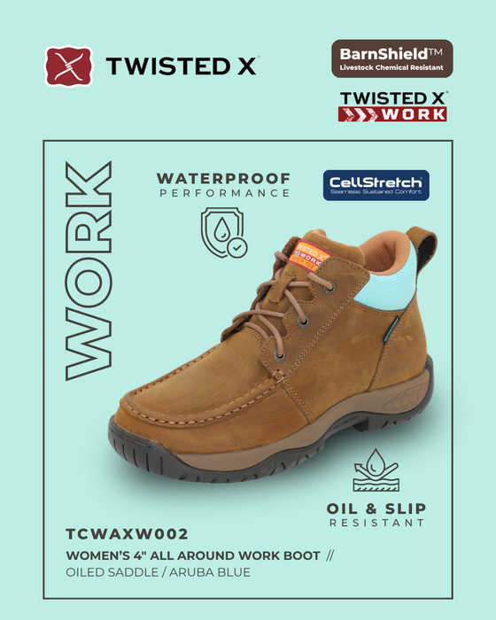 Womens Twisted X All Around Work Boot - Oiled Saddle / Aruba